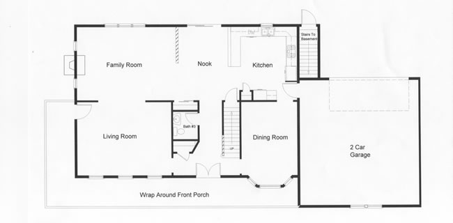 Open floor plan provides 1470 square feet of modular home design. Access to the full basement from the rear exterior was designed into this modular home floor plan.